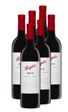 澳洲奔富BIN8赤霞珠西拉子红葡萄酒 奔富酒园 澳大利亚进口红酒 750mlx6 整箱红酒